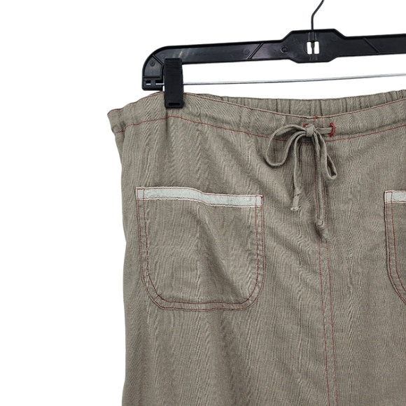 Neesh by DAR Women's Linen Blend Stripes A-line Midi Skirt - L - Picture 2 of 5